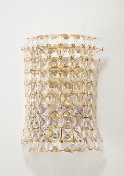  Bakalowits Sohne Austrian Crystal Gilt Brass Sconces