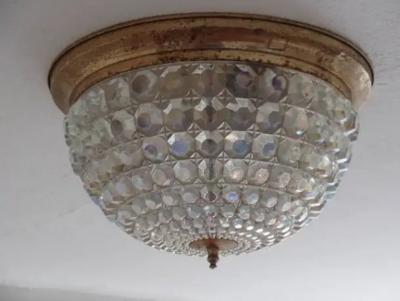  Bakalowits Sohne Austrian Mid Century Modern Cut Glass Flush Mount Fixture Bakalowits Sohne