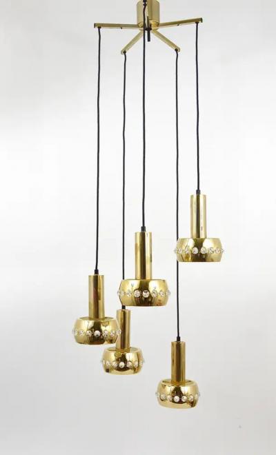 Bakalowits Sohne Bakalowits Brass Crystals Cascade Five Arm Chandelier Pendant Light Austria