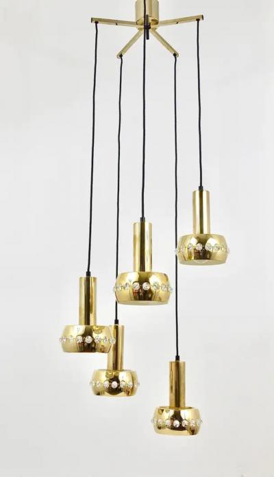  Bakalowits Sohne Bakalowits Brass Crystals Cascade Five Arm Chandelier Pendant Light Austria