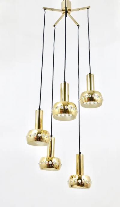  Bakalowits Sohne Bakalowits Brass Crystals Cascade Five Arm Chandelier Pendant Light Austria