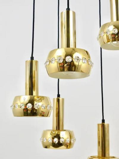  Bakalowits Sohne Bakalowits Brass Crystals Cascade Five Arm Chandelier Pendant Light Austria