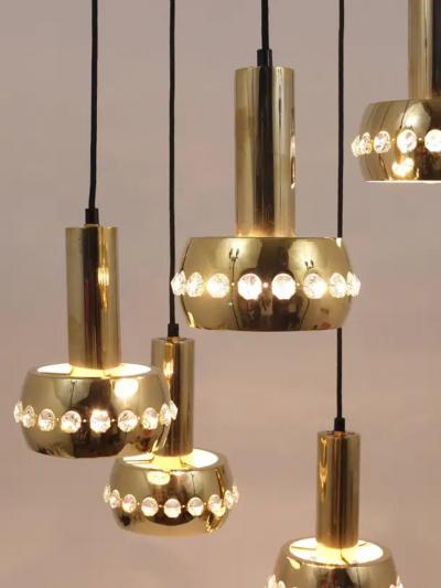  Bakalowits Sohne Bakalowits Brass Crystals Cascade Five Arm Chandelier Pendant Light Austria