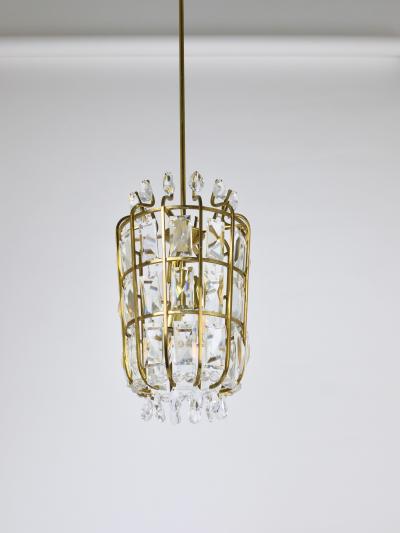  Bakalowits Sohne Bakalowits Vienna Brass Crystal Chandelier Lantern Pendant Lamp Austria 1950