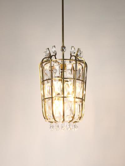  Bakalowits Sohne Bakalowits Vienna Brass Crystal Chandelier Lantern Pendant Lamp Austria 1950
