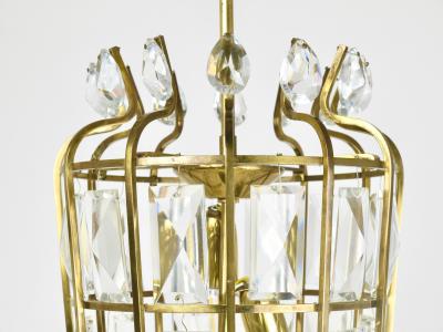  Bakalowits Sohne Bakalowits Vienna Brass Crystal Chandelier Lantern Pendant Lamp Austria 1950