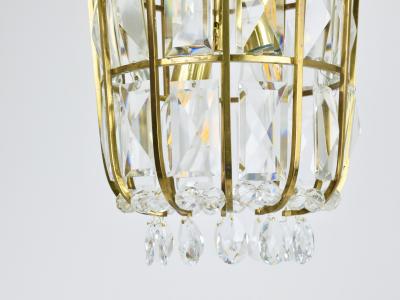  Bakalowits Sohne Bakalowits Vienna Brass Crystal Chandelier Lantern Pendant Lamp Austria 1950