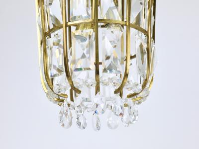  Bakalowits Sohne Bakalowits Vienna Brass Crystal Chandelier Lantern Pendant Lamp Austria 1950