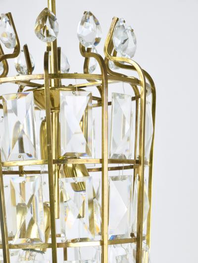  Bakalowits Sohne Bakalowits Vienna Brass Crystal Chandelier Lantern Pendant Lamp Austria 1950