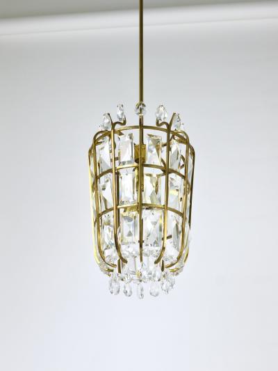  Bakalowits Sohne Bakalowits Vienna Brass Crystal Chandelier Lantern Pendant Lamp Austria 1950