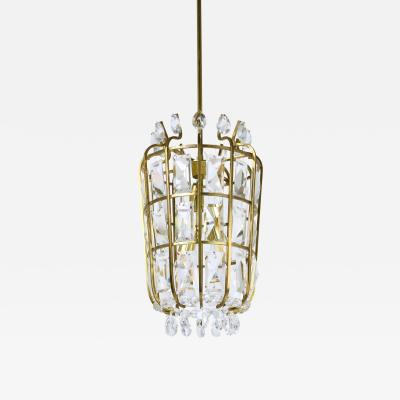  Bakalowits Sohne Bakalowits Vienna Brass Crystal Chandelier Lantern Pendant Lamp Austria 1950
