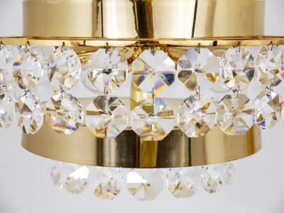 Bakalowits Sohne Bakalowits Vienna Gold Plated Brass Diamond Crystals Chandelier Austria 1970