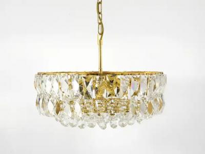  Bakalowits Sohne Bakalowits Vienna Large Gilt Brass Crystal Glass Chandelier Austria 1970s
