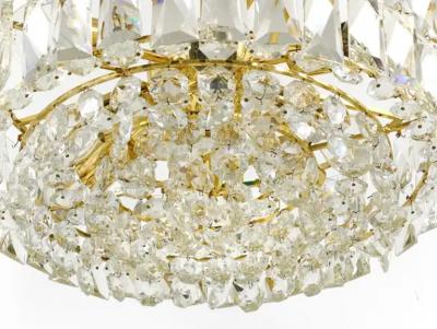  Bakalowits Sohne Bakalowits Vienna Large Gilt Brass Crystal Glass Chandelier Austria 1970s