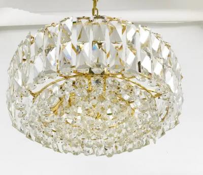  Bakalowits Sohne Bakalowits Vienna Large Gilt Brass Crystal Glass Chandelier Austria 1970s