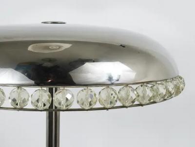 Bakalowits Sohne Bakalowits Vienna Nickel Crystal Mushroom Table Desk Side Lamp Austria 1950s