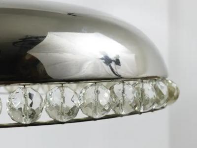 Bakalowits Sohne Bakalowits Vienna Nickel Crystal Mushroom Table Desk Side Lamp Austria 1950s