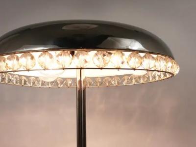 Bakalowits Sohne Bakalowits Vienna Nickel Crystal Mushroom Table Desk Side Lamp Austria 1950s