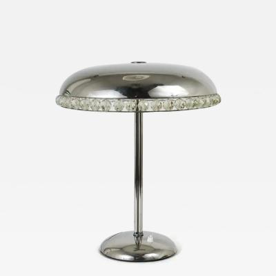  Bakalowits Sohne Bakalowits Vienna Nickel Crystal Mushroom Table Desk Side Lamp Austria 1950s