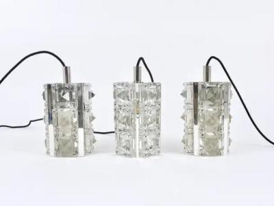  Bakalowits Sohne Bakalowits Vienna Up to Three Faceted Crystal Pendant Lamps Austria 1960s