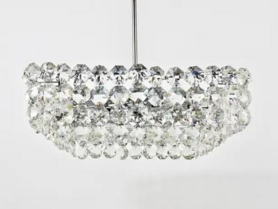  Bakalowits Sohne Large Square Bakalowits Chandelier with Diamond Shaped Crystals Austria 1950s