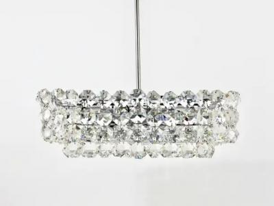  Bakalowits Sohne Large Square Bakalowits Chandelier with Diamond Shaped Crystals Austria 1950s