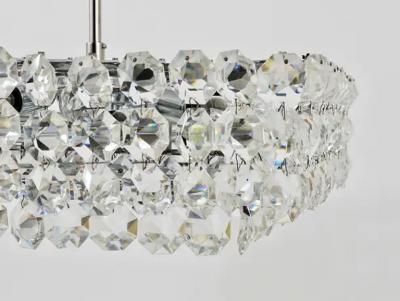  Bakalowits Sohne Large Square Bakalowits Chandelier with Diamond Shaped Crystals Austria 1950s