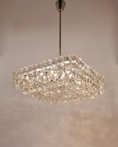  Bakalowits Sohne Large Square Bakalowits Chandelier with Diamond Shaped Crystals Austria 1950s
