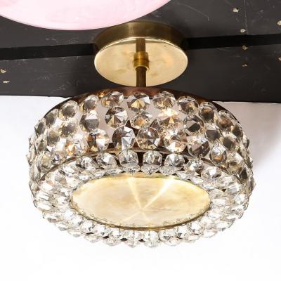  Bakalowits Sohne Mid Century Modernist Crystal Brushed Brass Chandelier by Bakalowits Sohne