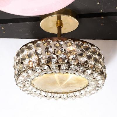  Bakalowits Sohne Mid Century Modernist Crystal Brushed Brass Chandelier by Bakalowits Sohne