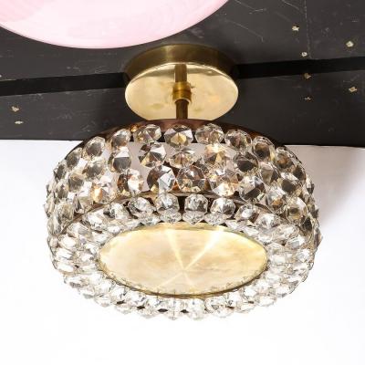  Bakalowits Sohne Mid Century Modernist Crystal Brushed Brass Chandelier by Bakalowits Sohne