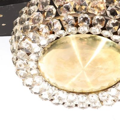  Bakalowits Sohne Mid Century Modernist Crystal Brushed Brass Chandelier by Bakalowits Sohne