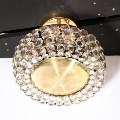  Bakalowits Sohne Mid Century Modernist Crystal Brushed Brass Chandelier by Bakalowits Sohne