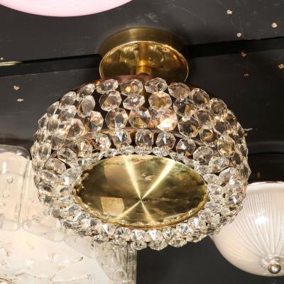  Bakalowits Sohne Mid Century Modernist Crystal Brushed Brass Chandelier by Bakalowits Sohne