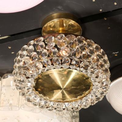  Bakalowits Sohne Mid Century Modernist Crystal Brushed Brass Chandelier by Bakalowits Sohne