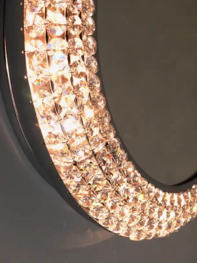 Bakalowits Sohne Round Bakalowits Style Faceted Crystal Chrome Backlit Wall Mirror 1960s