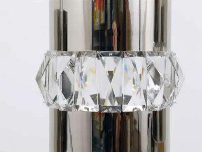  Bakalowits Sohne Three Bakalowits Nickel Brass and Faceted Crystal Pendant Lamps Austria 1950s
