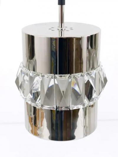  Bakalowits Sohne Three Bakalowits Nickel Brass and Faceted Crystal Pendant Lamps Austria 1950s