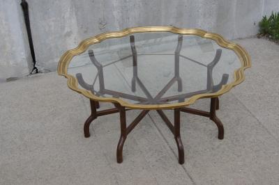  Baker Furniture Co Brass and Glass Tray Top Coffee Table by Baker