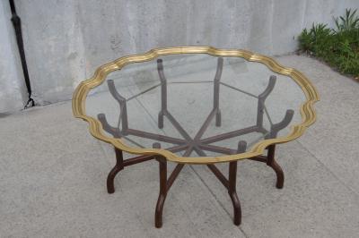  Baker Furniture Co Brass and Glass Tray Top Coffee Table by Baker