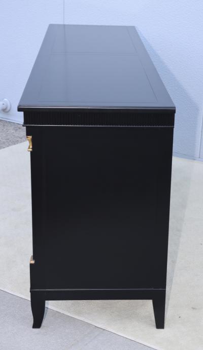  Baker Furniture Company 1950s 9 Drawer Black Lacquer With Solid Brass Hardware Dresser By Baker