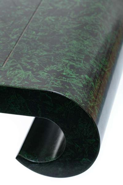  Baker Furniture Company Alessandro for Baker Asian Modern Faux Malachite Finish Console circa 1980