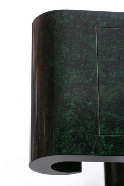  Baker Furniture Company Alessandro for Baker Asian Modern Faux Malachite Finish Console circa 1980