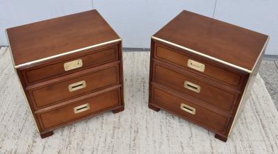  Baker Furniture Company Baker Cherrywood And Brass 3 Drawer Night Stands