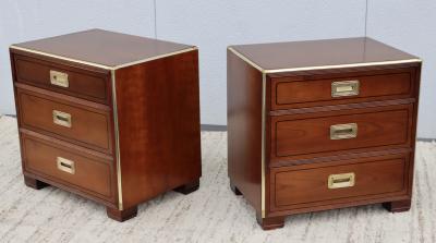  Baker Furniture Company Baker Cherrywood And Brass 3 Drawer Night Stands
