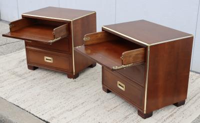  Baker Furniture Company Baker Cherrywood And Brass 3 Drawer Night Stands