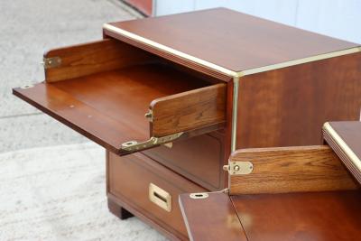  Baker Furniture Company Baker Cherrywood And Brass 3 Drawer Night Stands