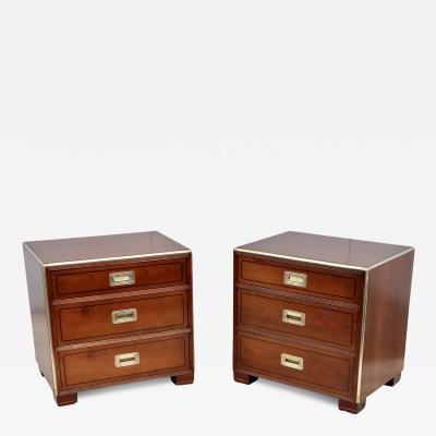  Baker Furniture Company Baker Cherrywood And Brass 3 Drawer Night Stands