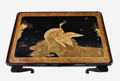  Baker Furniture Company Baker Chinoiserie Lacquered Side Table with Gilt Detailing