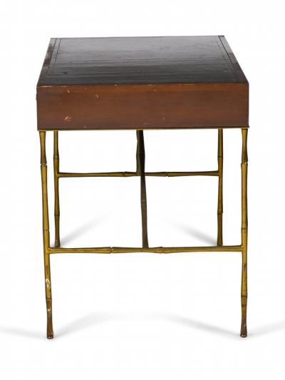  Baker Furniture Company Baker Furniture American Mid Century Walnut Leather and Brass Faux Bamboo Desk